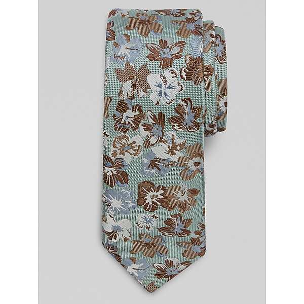 Egara Men's Large Floral Pattern Tie Green Pattern - Size: One Size