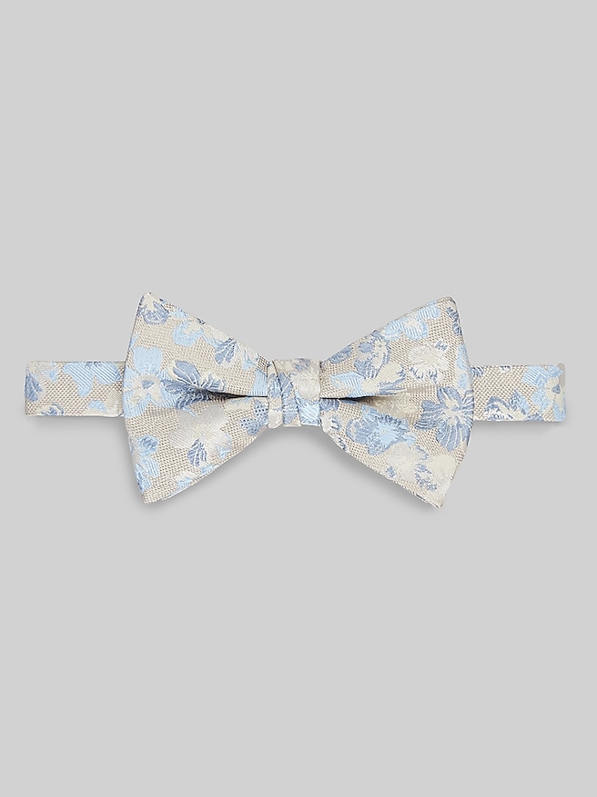 Egara Men's Large Floral Pre-Tied Bow Tie , Light Blue