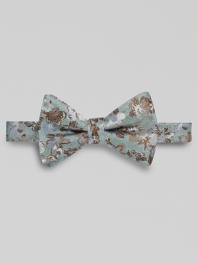Egara Men's Large Floral Pre-Tied Bow Tie , Green Pattern