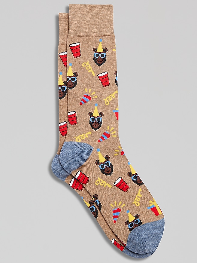 Egara Men's Party Animal Socks , Tan Heather / Brown