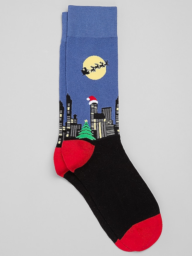 Egara Santa in the City Socks, 1-Pair Blue