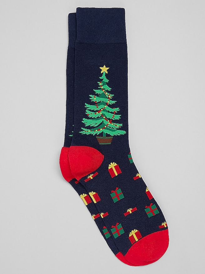 Egara Christmas Tree Socks, 1-Pair Navy