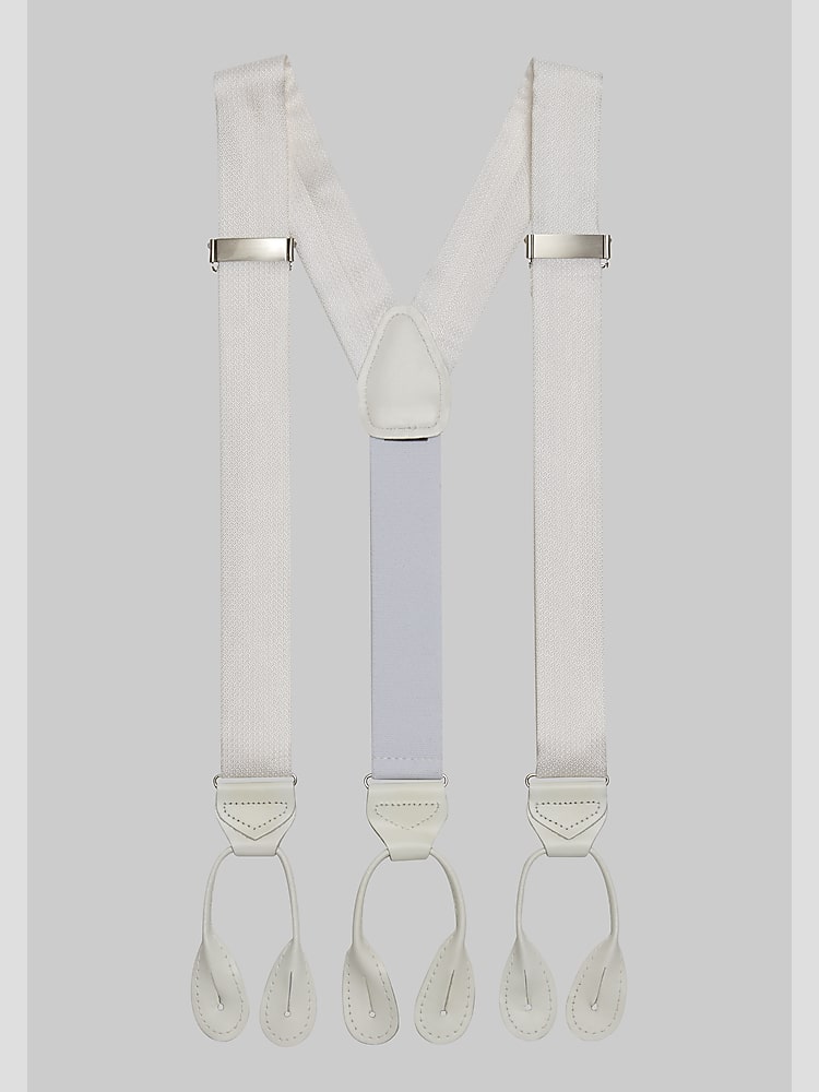 Men's Wearhouse Silk Tuxedo Braces, White | Suspenders | Men's