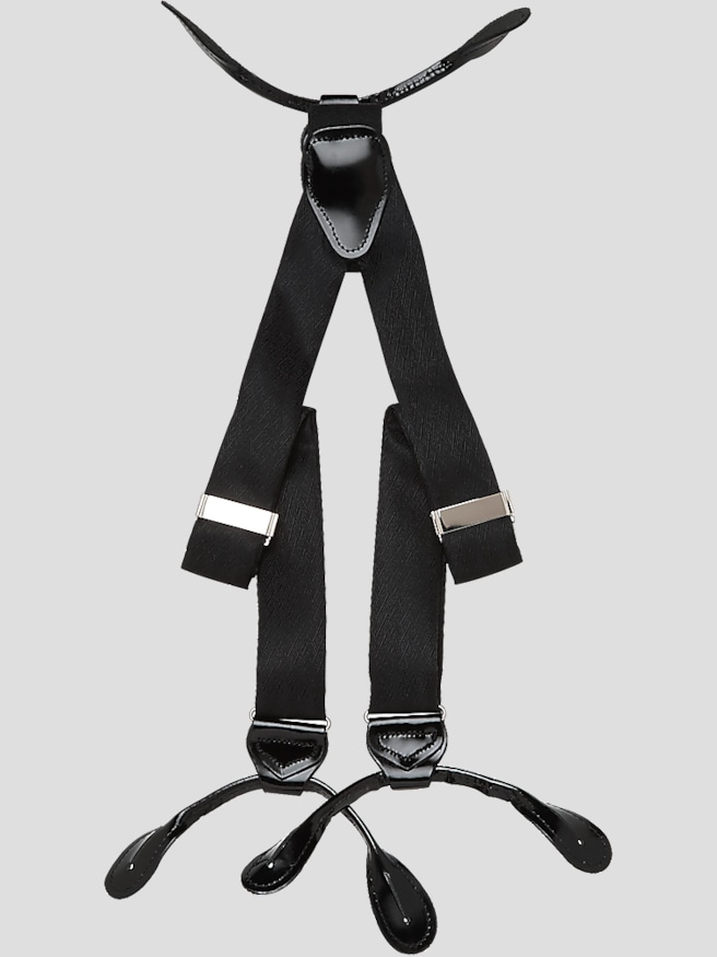 Men's Fancy Silk Button Braces , Black