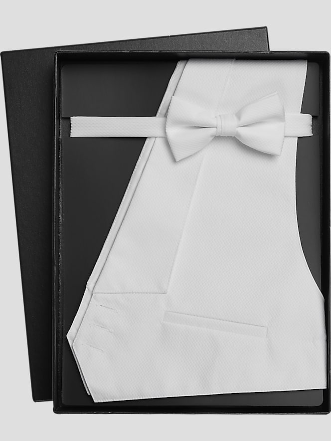 Pronto Uomo Formal Pique Vest & Pre-Tied Bow Tie Set