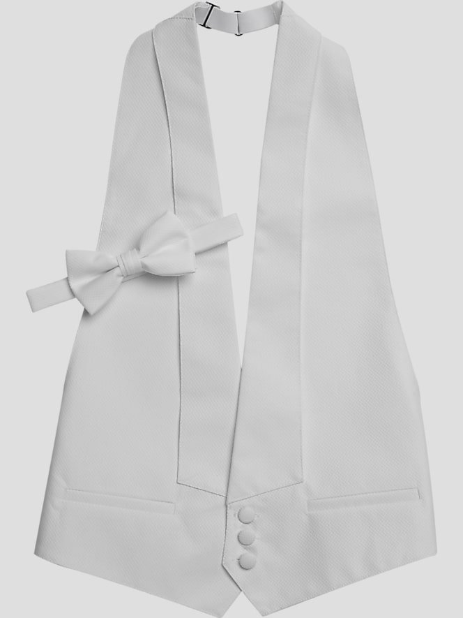 Pronto Uomo Formal Pique Vest & Pre-Tied Bow Tie Set