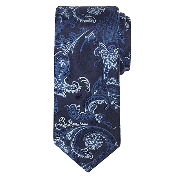 Awearness Kenneth Cole Big & Tall Men's Narrow Tempest Paisley Tie Navy - Size: XLONG TMW87B380101