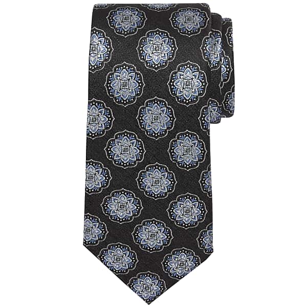 Joseph Abboud Men's Narrow Textural Medallion Tie Black - Size: XLONG TMW87BK80102