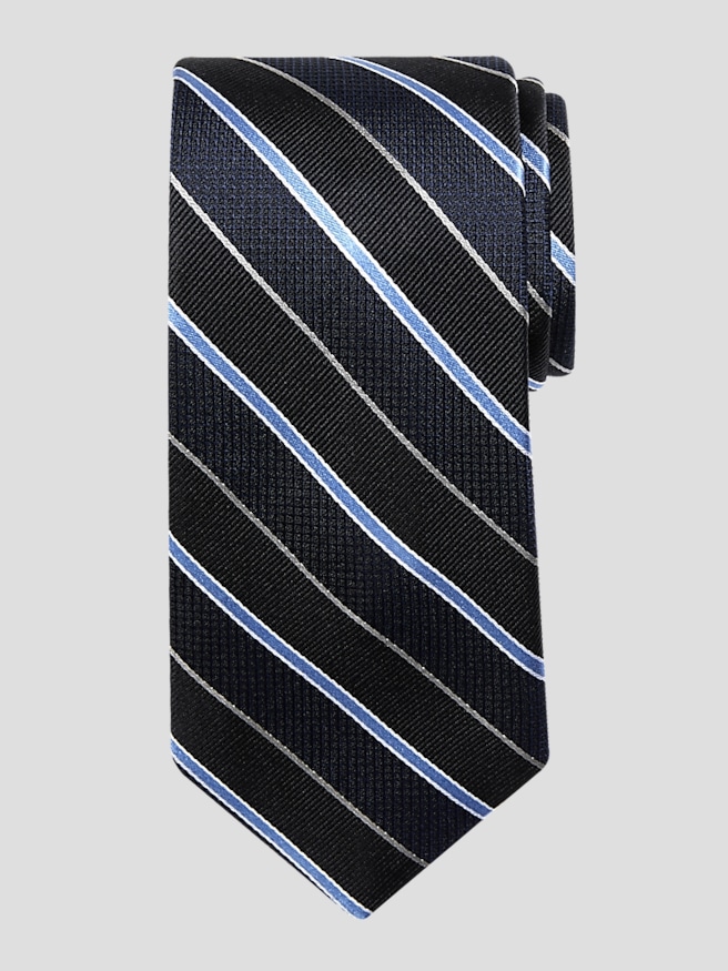 Joseph Abboud Men's Narrow Multi-Texture Stripe Tie , Black