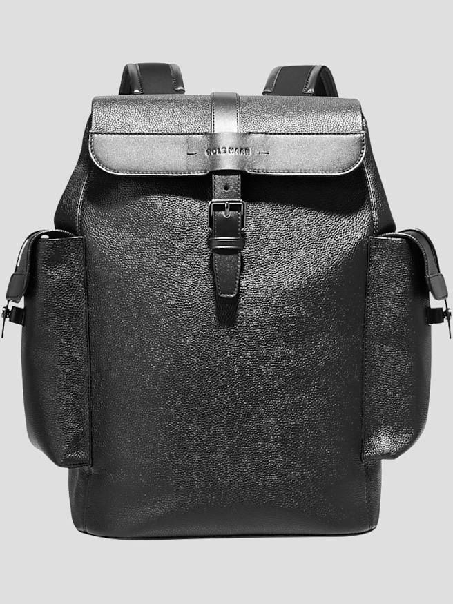 Cole Haan Men's Triboro Leather Rucksack Backpack , Black