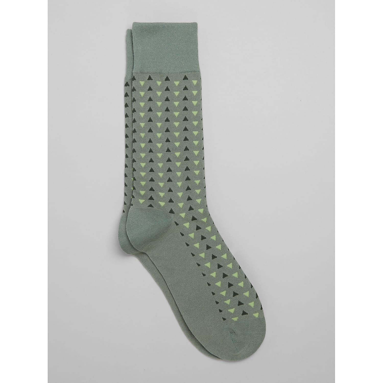 Egara Green Triangle Pattern Men’s Dress Socks, 1 Pair – Fun Geometric Crew Socks in One Size for Work, Weddings and Casual Wear