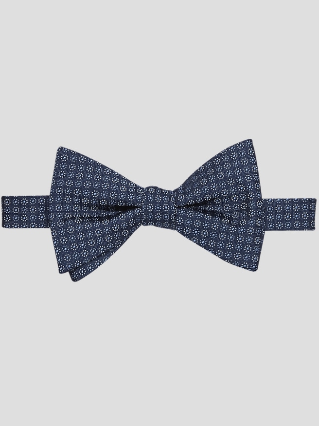 Awearness Kenneth Cole Men's Pinpoint Neat Silk Blend Pre-Tied Bow Tie , Navy / Blue
