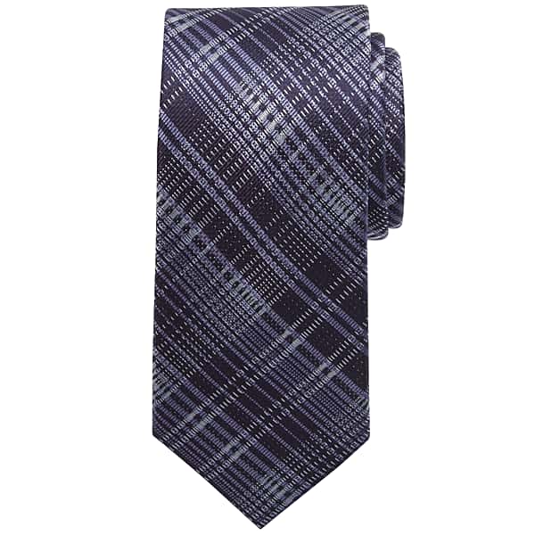 Awearness Kenneth Cole Men's Narrow Stitch Plaid Tie Purple - Size: XLONG TMW88BU80132