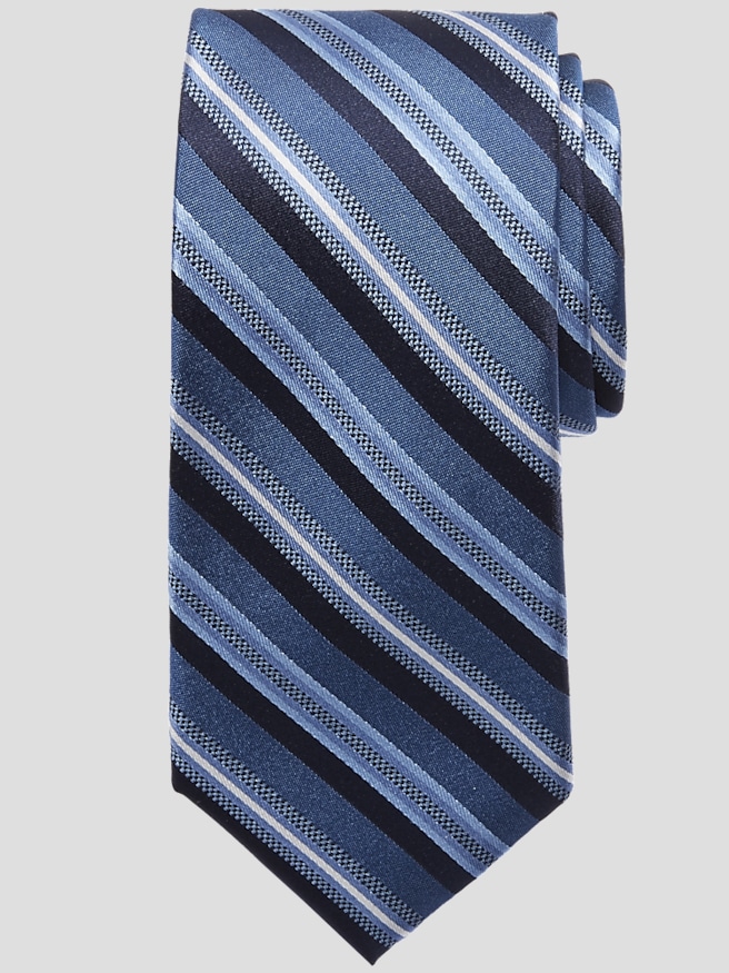 Awearness Kenneth Cole Men's Narrow Satin Stripe Tie , Navy / Blue