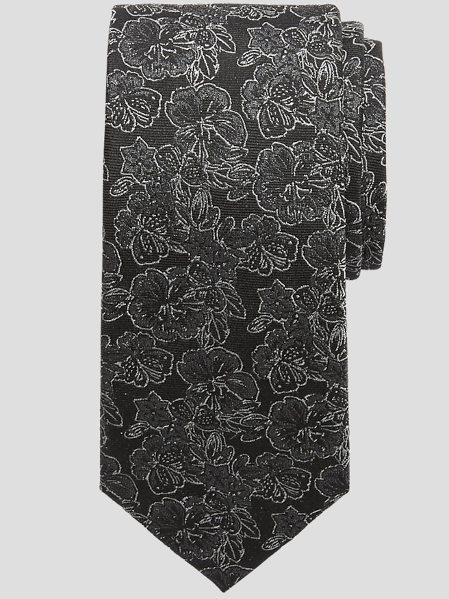 Awearness Kenneth Cole Men's Narrow Hibiscus Tie , Black