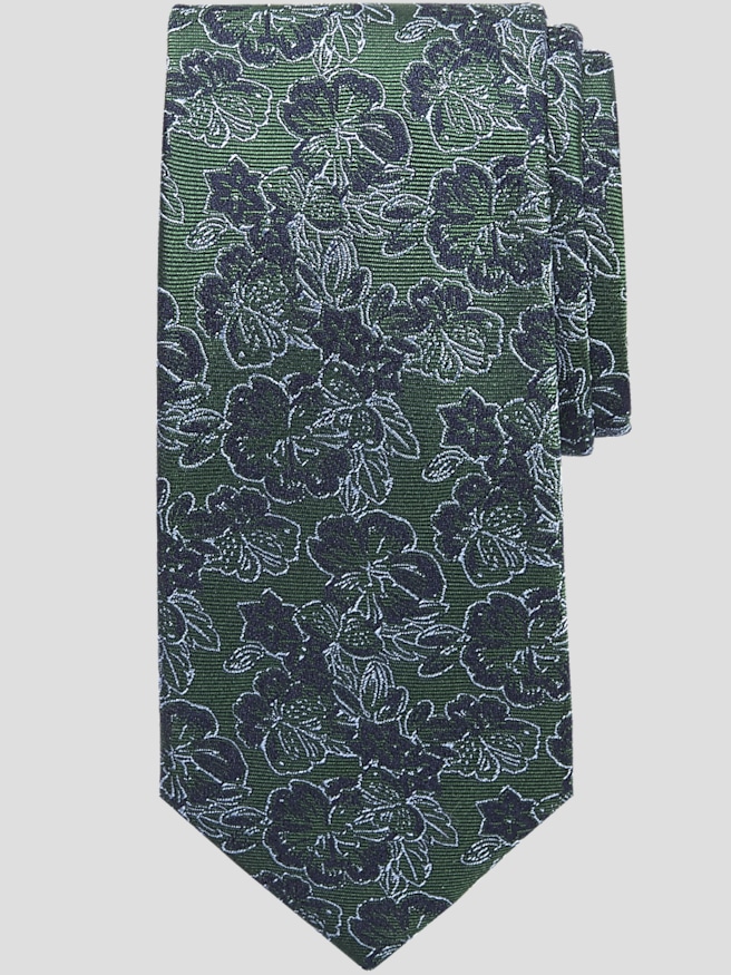 Awearness Kenneth Cole Men's Narrow Hibiscus Tie , Green