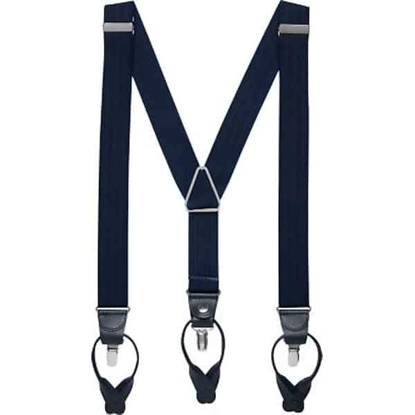 Pronto Uomo Men's Convertible Suspenders Navy Ribbed - Size: One Size - Only Available at Men's Wearhouse