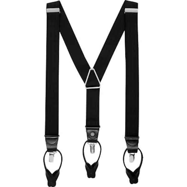 Pronto Uomo Men's Convertible Suspenders Black Ribbed - Size: One Size - Only Available at Men's Wearhouse