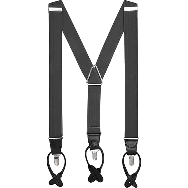 Pronto Uomo Men's Convertible Suspenders Charcoal Ribbed - Size: One Size - Only Available at Men's Wearhouse