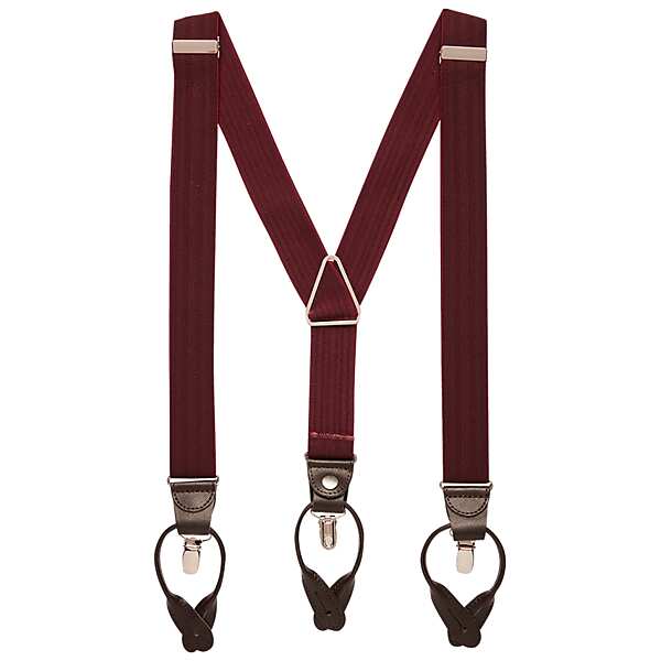 Pronto Uomo Men's Adjustable Convertible Suspenders Burg Ribbed - Size: One Size - Only Available at Men's Wearhouse