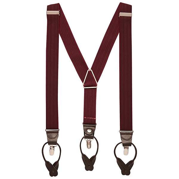 Pronto Uomo Men's Convertible Suspenders Burg Ribbed - Size: One Size - Only Available at Men's Wearhouse