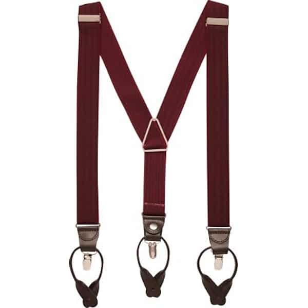 Pronto Uomo Men's Convertible Suspenders Burg Ribbed - Size: One Size - Only Available at Men's Wearhouse