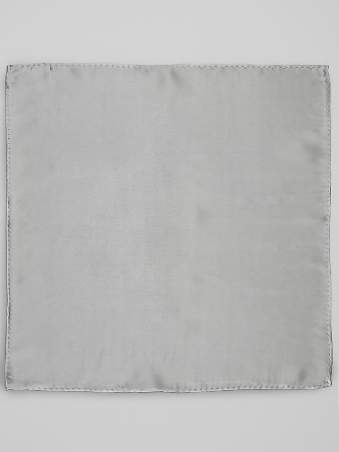 Pronto Uomo Solid Pocket Square, Silver - Image 2 of 2
