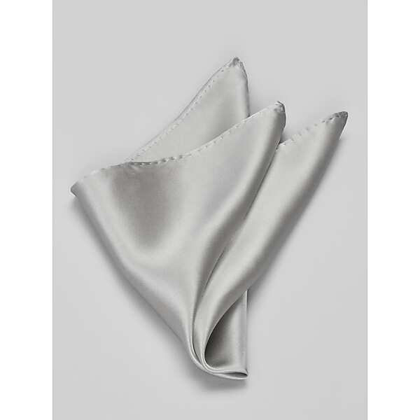 Pronto Uomo Men's Solid Pocket Square Silver - Size: One Size - Only Available at Men's Wearhouse