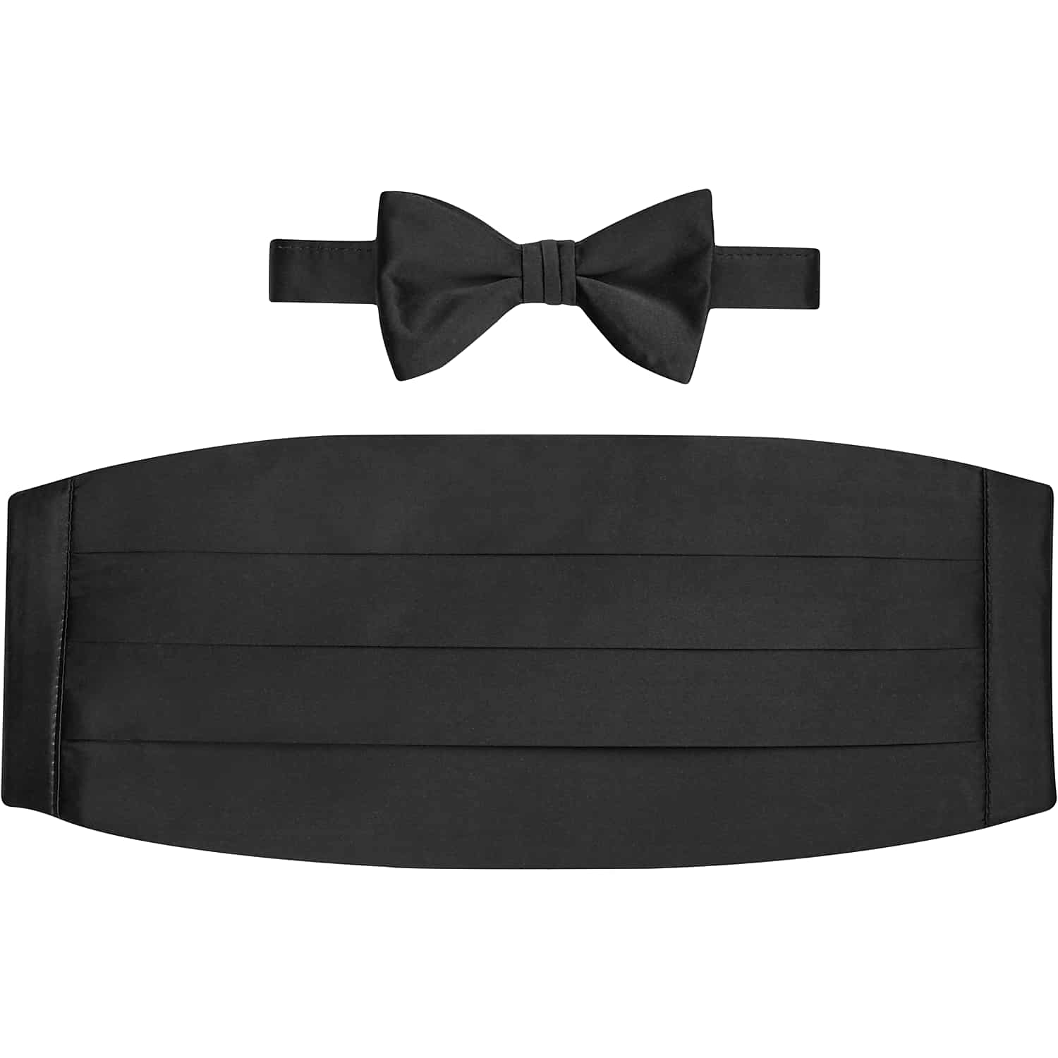 Pronto Uomo Black Silk Bow Tie and Cummerbund Set – Classic Solid Tuxedo Accessories for Black-Tie and Fall Weddings