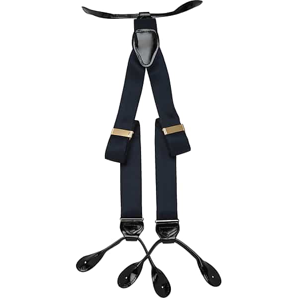 Men's Wearhouse Men's Leather Embellished Silk Braces Navy - Size: One Size TMW896480001