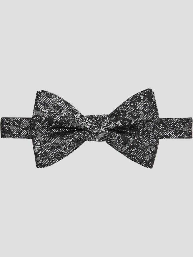 Egara Men's Metallic Floral Pre-Tied Bow Tie , Black