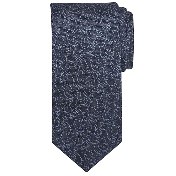 Joseph Abboud Men's Narrow Textural Vines Tie Navy - Size: XLONG TMW89BX80101
