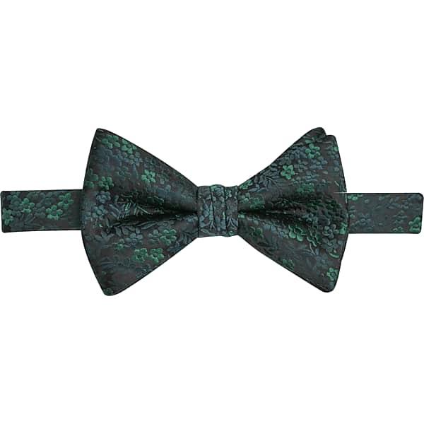 Egara Mens Floral Pre-Tied Bow Tie Dk Green - Size: One Size