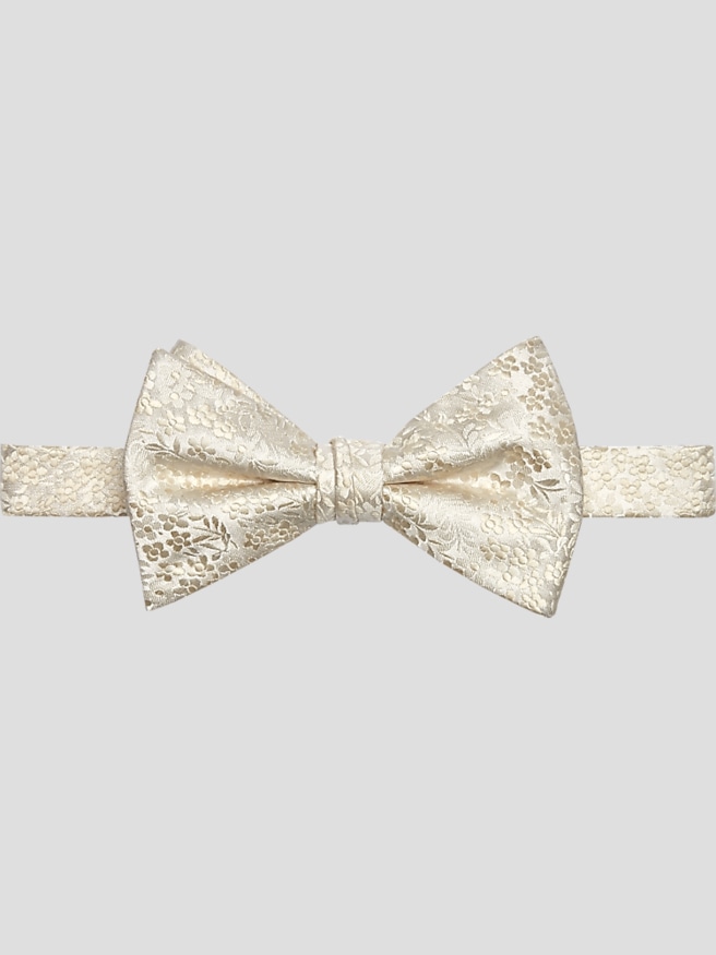 Egara Men's Floral Pre-Tied Bow Tie , Ivory / Black