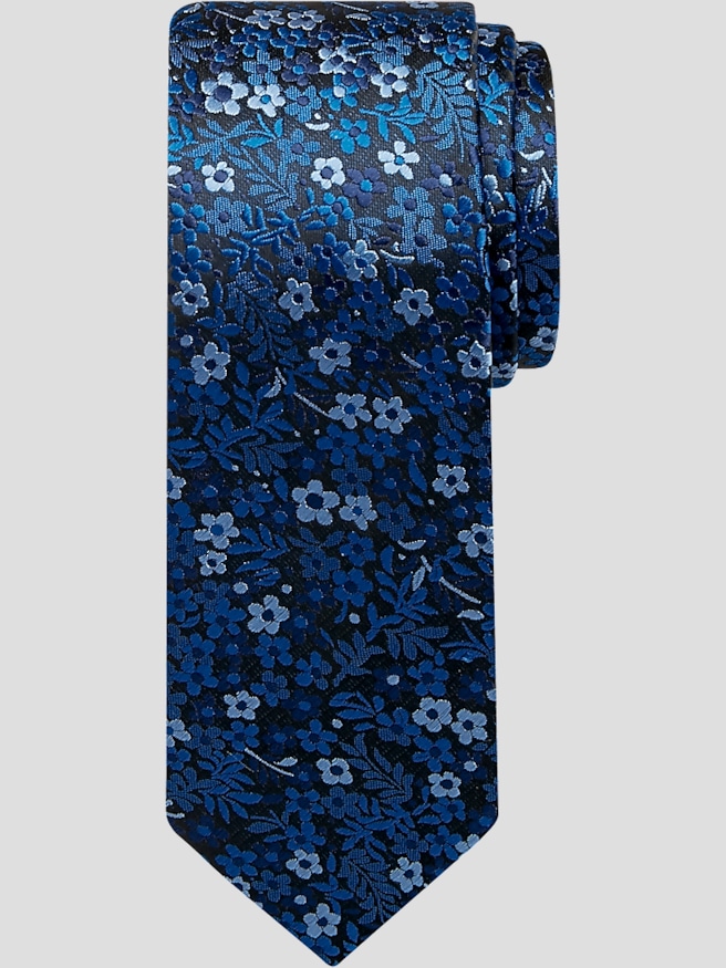 Egara Men's Narrow Petite Floral Tie , Horizon Floral / Blue
