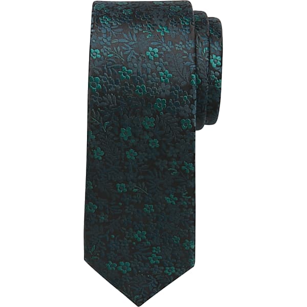 Egara Big & Tall Men's Narrow Petite Floral Tie Grn - Size: XLONG TMW8WDV80143