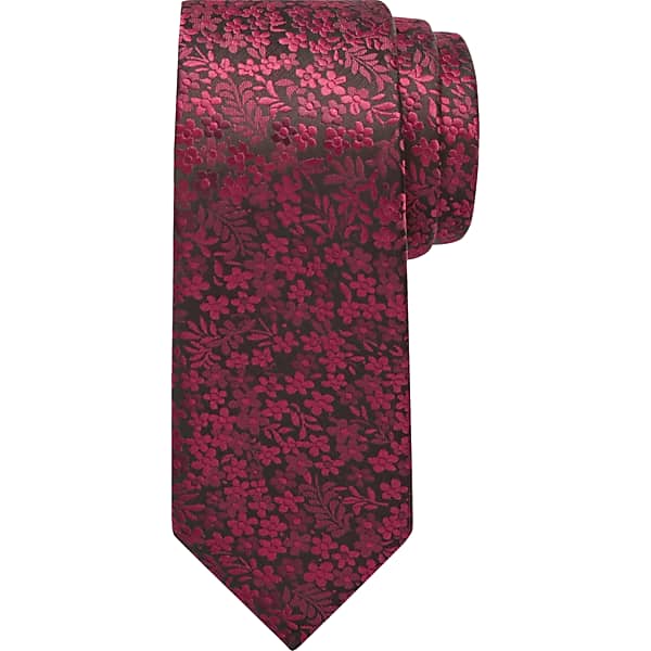 Egara Big & Tall Men's Narrow Petite Floral Tie Purple Wine/Blk - Size: XLONG TMW8WDV80151