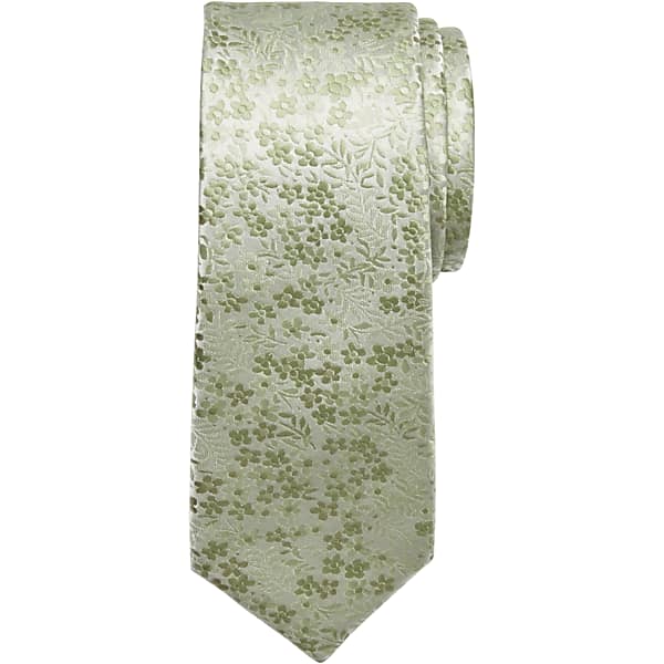 Egara Mens Narrow Petite Floral Tie Green - Size: One Size