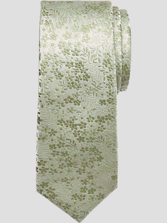 Egara Men's Narrow Petite Floral Tie , Green