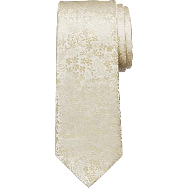 Egara Men's Narrow Petite Floral Tie Ivory - Size: One Size