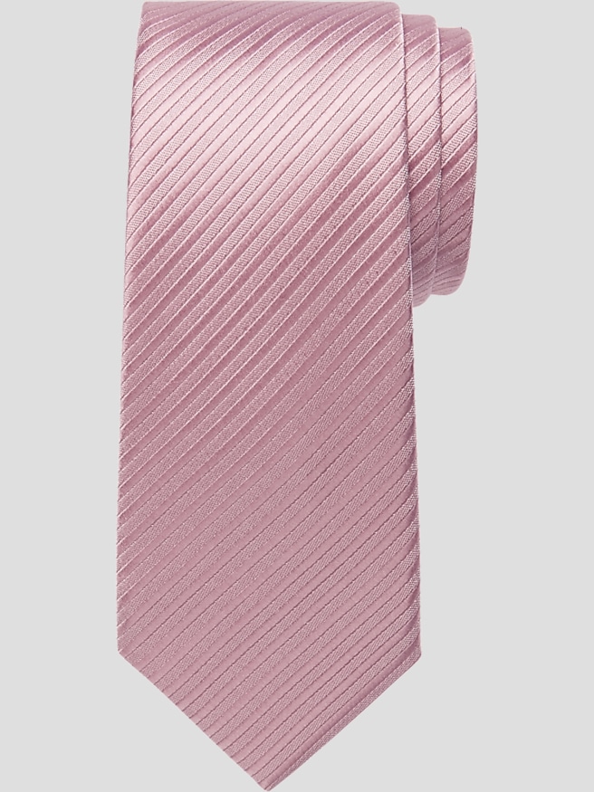 Egara Men's Skinny Stripe Tie , Mauve / Pink