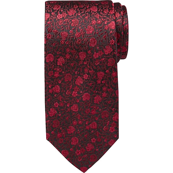 Pronto Uomo Men's Narrow Floral Silk Tie Red/Blk Floral - Size: One Size - Only Available at Men's Wearhouse TMW89J780015