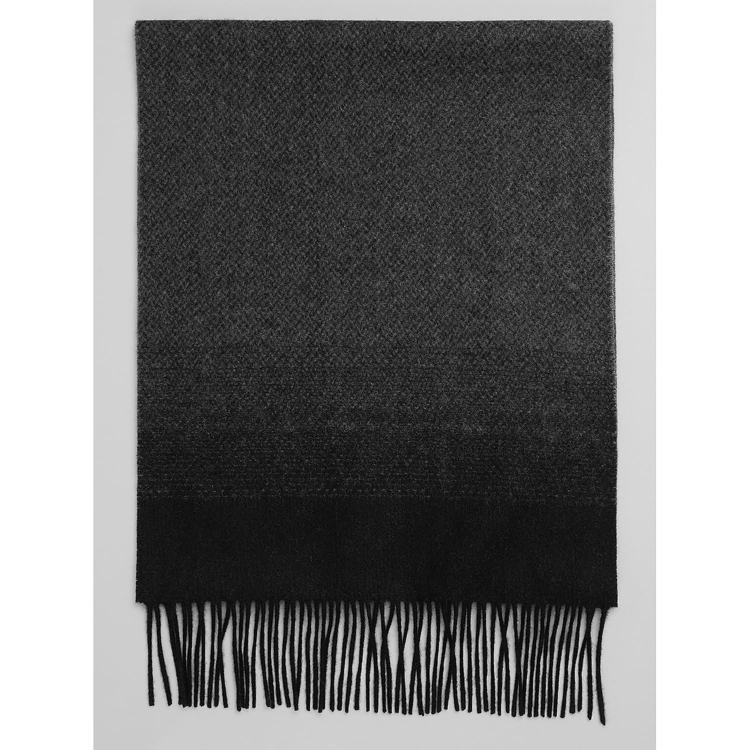 Joseph Abboud Men’s Cashmere Ombre Basket-Weave Scarf in Black – Soft Fringe Winter Dress Scarf, One Size