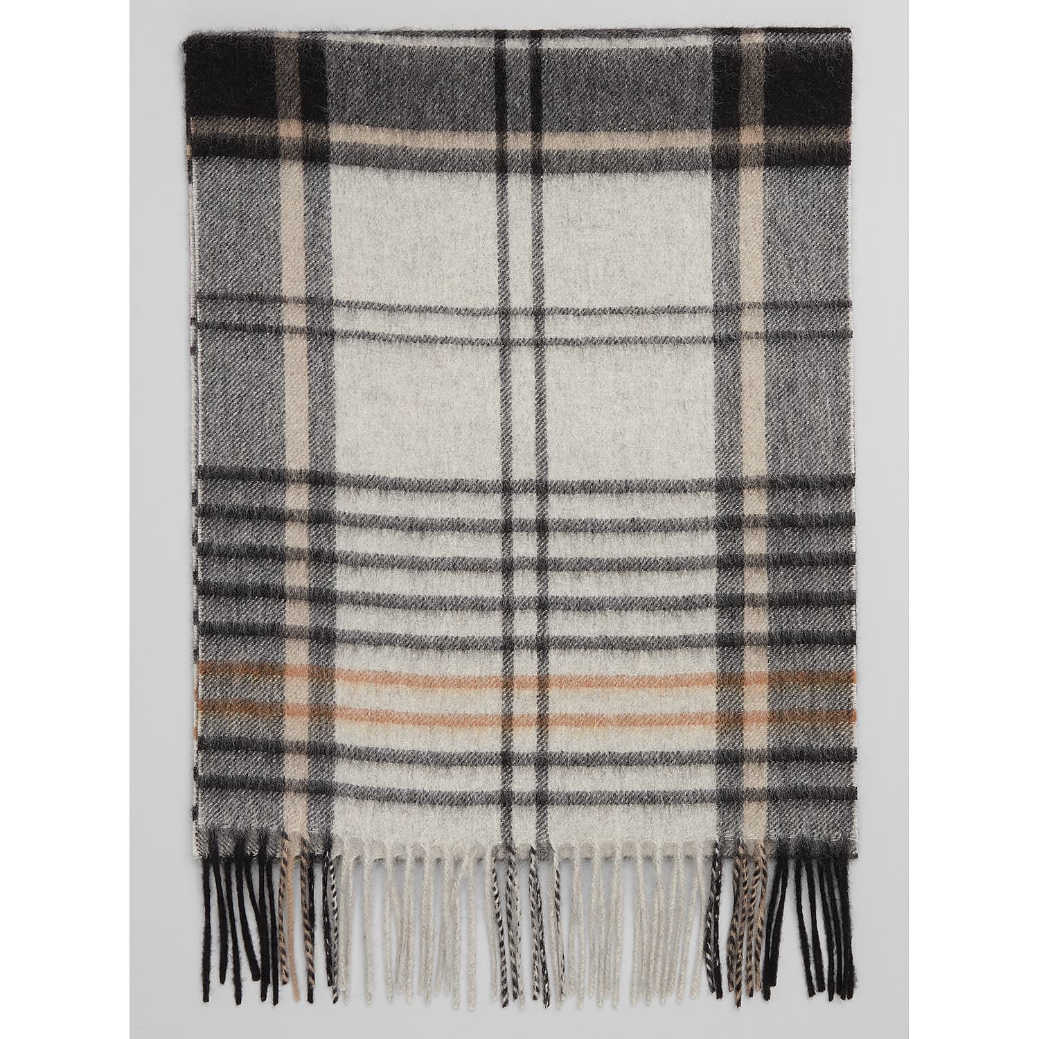 Joseph Abboud Cashmere Border Stripe Plaid Scarf in Burgundy Dark Red – Soft Winter Men’s Dress Scarf, One Size