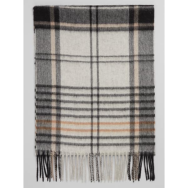 Joseph Abboud Men's Border Stripe Plaid Scarf Burgundy - Size: One Size