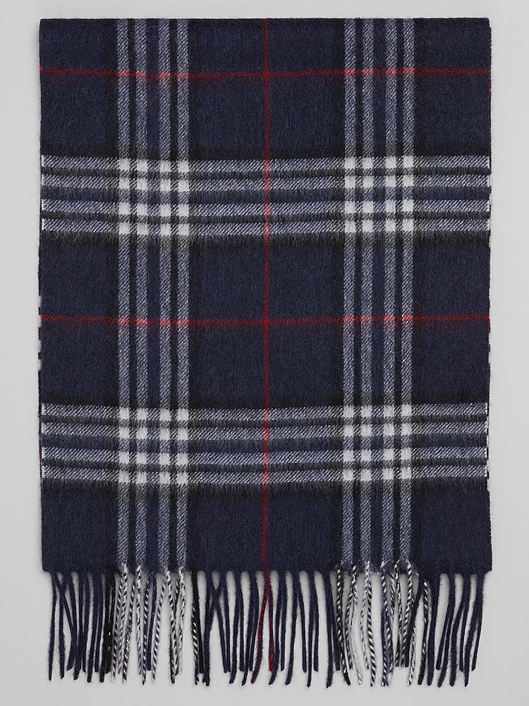 Joseph Abboud Cashmere Glen Plaid Scarf, Blue | Scarves | Men's