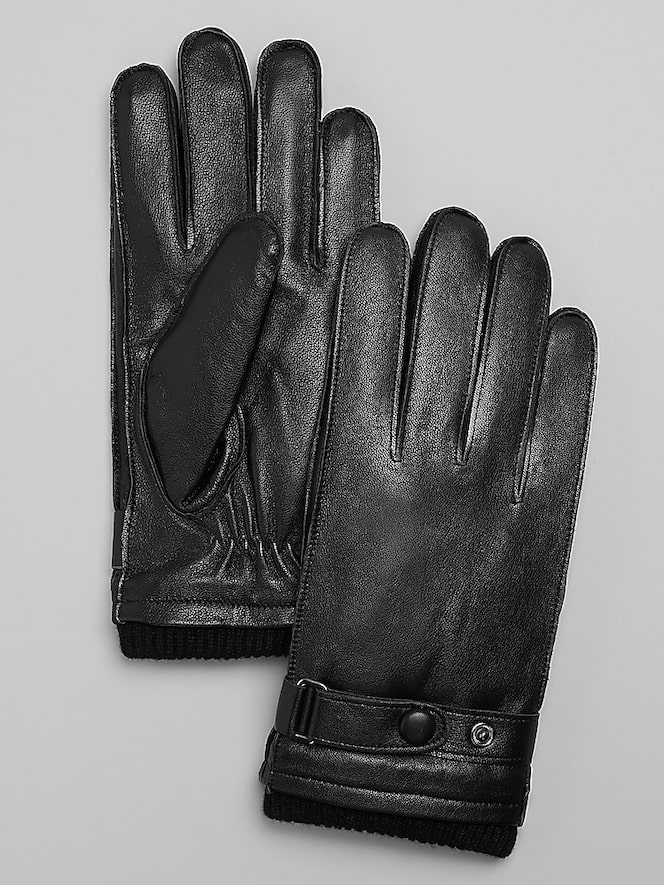 Joseph Abboud Leather Gloves with Wrist Strap