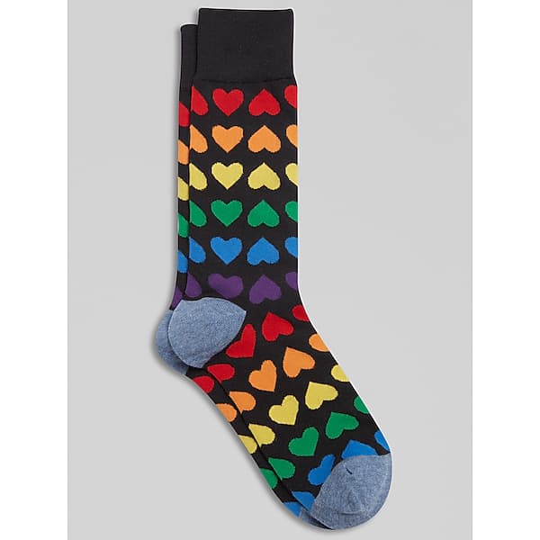 Egara Men's Pride Hearts Socks Black - Size: One Size TMW8A7B80002