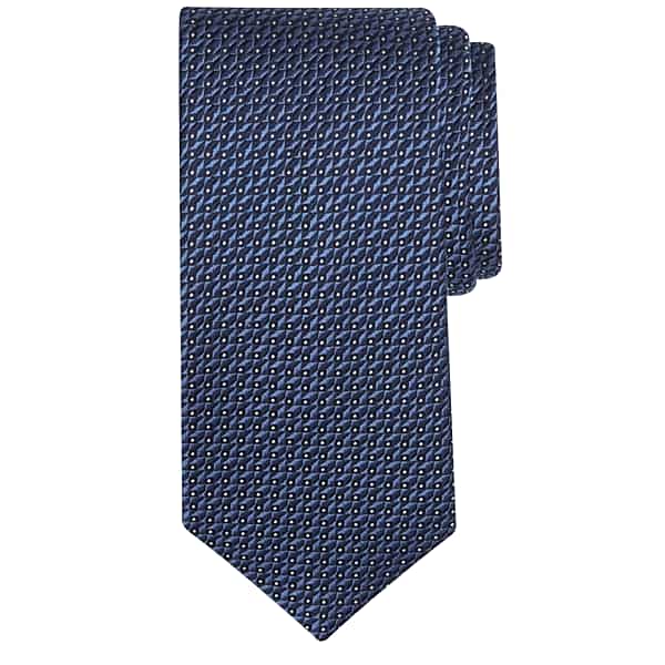 Joseph Abboud Big & Tall Men's Narrow Geo Check Polka Dot Tie Navy - Size: XLONG TMW8AB180101