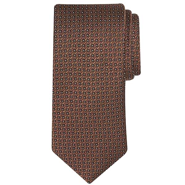 Joseph Abboud Big & Tall Men's Narrow Geo Check Polka Dot Tie Brown - Size: XLONG TMW8AB180103